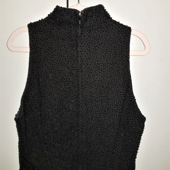 Black Beaded Mock-Neck Top - 8 - Picture 2 of 3